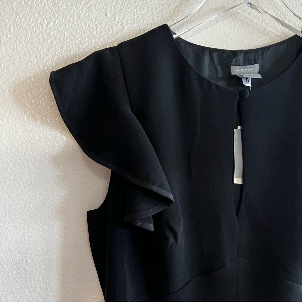 Ann Taylor Black Sheath Dress with Flutter Sleeves - Picture 6 of 6